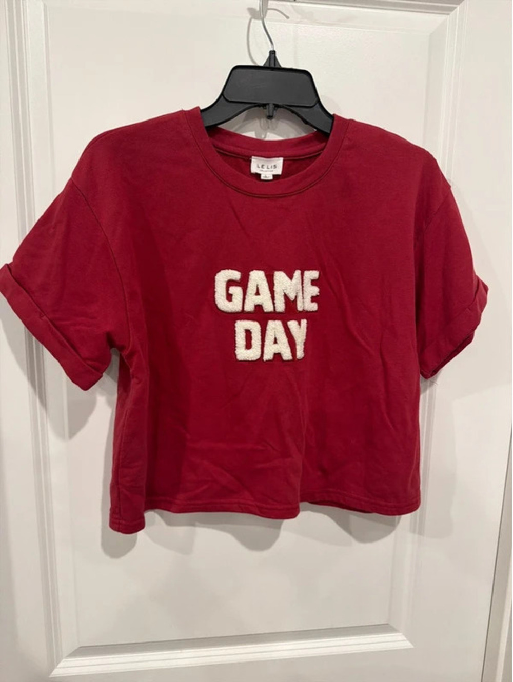 Le Lis Collection Women’s Game Day Red Cropped Sweatshirt Size Large